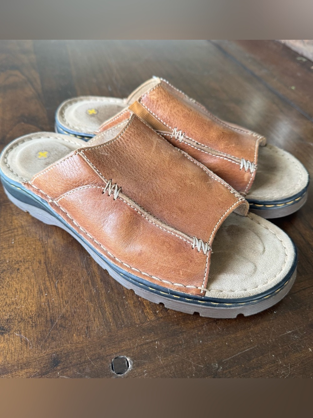 Vintage 90s Dr. Martens Brown Leather Slide Sandals Men's 10 Fisherman